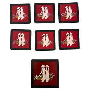Vintage Vietnamese Lacquer Coaster Set w/ Box – Hand-Painted Áo Dài Art